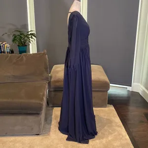 Women’s Blue Full Length V-Neck Corset Bridesmaid Dress Leg Split Size 14 thumbnail 5