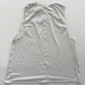 Lululemon All Yours Muscle Tank Top White Grey Crackle Print Size 12 Cotton thumbnail 3