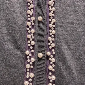Zara Gray Pearl Embellished‎ Cardigan Sweater Size Small thumbnail 4