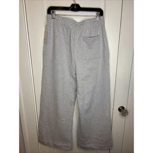 Mate The Label Organic Fleece Wide Leg Pant Heather Grey Large MSRP $138 thumbnail 10