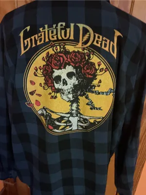 Grateful Dead Bertha Roses Skull Plaid Flannel Shirt Jacket Large thumbnail 4