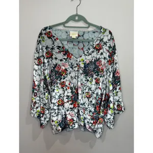 Maeve Anthropologie Umi Wrap Top Burnout Velvet Floral Multicolor Size XL thumbnail 2