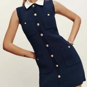 Reformation Catalina Cotton Sweater Mini Dress in Navy Size L thumbnail 4