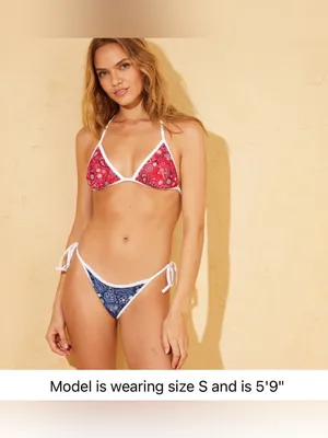Wild Fable New Blue Red Reversible Paisley Print Swim Bottoms thumbnail 3