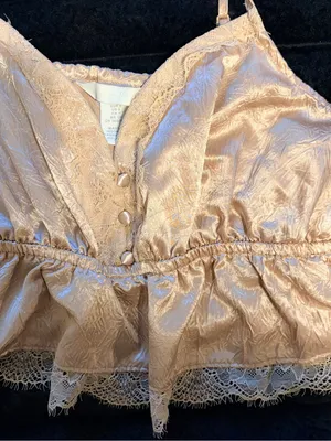 SHEIN Champagne Satin Lace Trim Cami thumbnail 3
