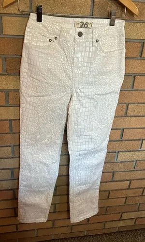 We the Free Crocodile Reptile Patterned White Straight/Skinny Pants Size 26 thumbnail 1