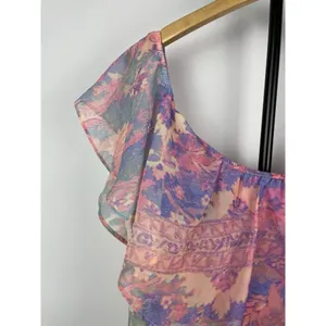 Show Me‎ Your Mumu Chiquita Multicolor Watercolor Sheer Flowy Off Shoulder Top M thumbnail 2