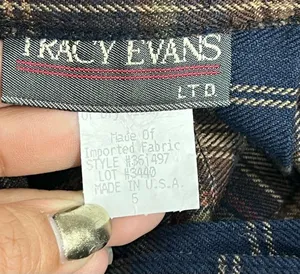 Tracy Evans Vintage size small wrap around vintage plaid skirt rayon blend made in the USA thumbnail 7