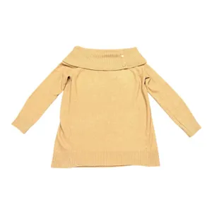 Express Sweater Womens S Tan Novelty Button‎ Off The Shoulder Oversized NWT thumbnail 2