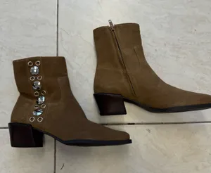 Steve Madden light brown suede ankle booties with silver studs  thumbnail 1
