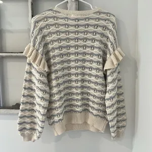 Blu Pepper The Rexford Ruffle‎ Open Knit Sweater Size Small thumbnail 4