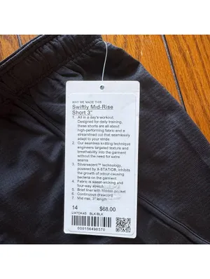 Lululemon Swiftly Short Mid-Rise 3” Black Size 14 NWT thumbnail 4