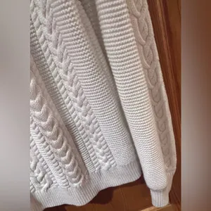 Banana Republic Ivory Chunky Cable Knit Crew Neck Button-Shoulder‎ Sweater Small thumbnail 4