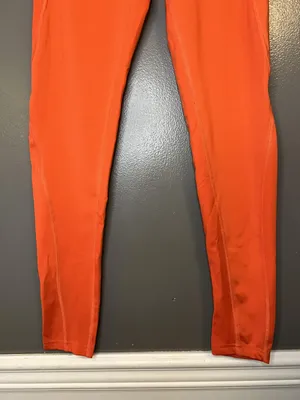 Los Ojos Pants Womens Small Orange High Rise Pocket Leggings Athletic Yoga Gym thumbnail 3