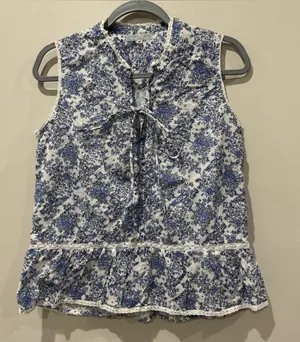 Kimberly Greene Sz Medium Cottagecore Floral Ruffle Lace Blouse Sleeveless thumbnail 1