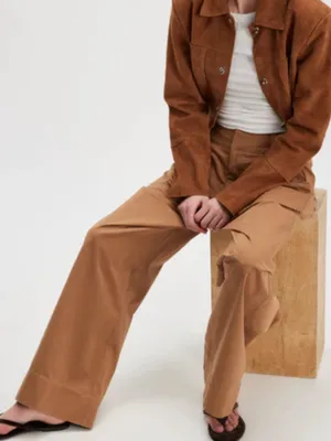 NWT Free People Wide Leg Buckle Back Pants Tobacco Brown Size 12 Retail $148.00 thumbnail 3