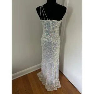 Windsor Y2K style Glam Iridescent Sequin One Shoulder Hoco formal Gown SzXS thumbnail 2