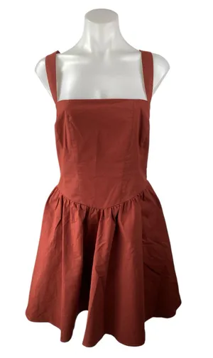 Free People Blissful Breeze Brown Sleeveless Square Neck Mini A-Line Dress Sz S thumbnail 1
