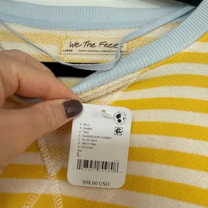 NWT Free People Classic Striped Oversized Crewneck thumbnail 6