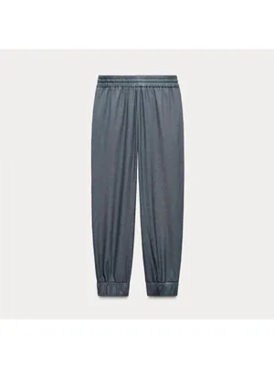 Zara Light Gray Elastic Waist Drawstring Pants thumbnail 6