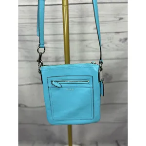 Coach Tourmaline Turquoise Teal Blue Leather Swingpack Crossbody Shoulder Bag thumbnail 2