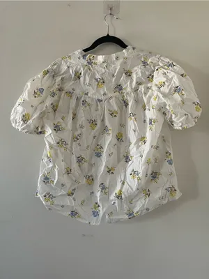 Levi's 100% Cotton White Floral Puff Sleeve Peasant Top Large Cottagecore thumbnail 7