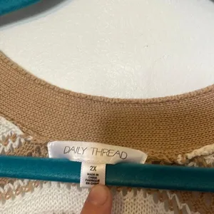 Daily thread cream and beige knitted sweater cardigan NWT thumbnail 3