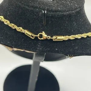 Rope Chain 4mm 18 Inch Real Gold Solid Everyday Plated Layering Durable New thumbnail 4