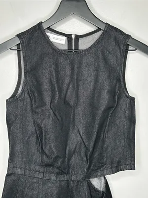 Zara Side Cut Out Black Denim Dress Size S NWT thumbnail 7