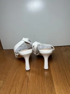 Ownmeen Sandals Womens Size 6.5 White Slingback Square Toe Stiletto Dress Shoes thumbnail 5