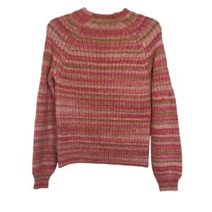 Anthropologie t.la Pink Drea Pullover Sweater XS Striped Mock Neck Boho Fuzzy thumbnail 2