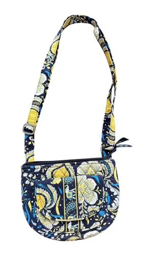 Vera Bradley Retired Ellie Blue & Yellow Floral Paisley Round Crossbody Purse thumbnail 1