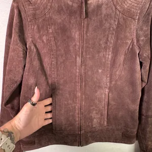 Ruff Hewn Brown Suede Leather‎ Jacket Womens S Moto Zip Western Boho Festival thumbnail 9