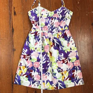 NWT J. Crew Seaside Cami Dress Size 2 White Purple Abstract Floral Casual thumbnail 7