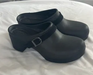 CROCS Black Slip-On Clog Mules with Buckle Strap thumbnail 1