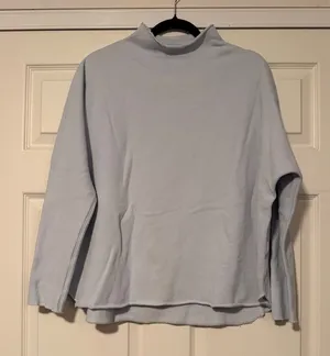 Frank & Eileen $228 Effie Baby Blue Funnel Neck‎ Capelet Triple Fleece Sweater thumbnail 1