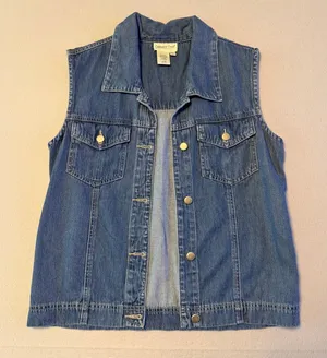 Coldwater Creek Tencel Blend Denim Trucker Vest Blue Sleeveless Women Size S thumbnail 1
