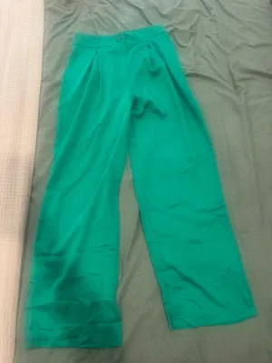 Green polyester women flare pants Size L thumbnail 1