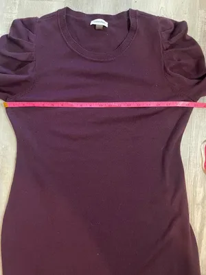 Calvin Klein Women's Puff-Sleeve Sweater Dress. Size XL. Eggplant thumbnail 5