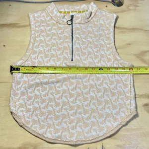 We The Free 1/2 Zip Tank Palm Tree Size‎ Small Peach Cropped Festival Beach EUC thumbnail 5