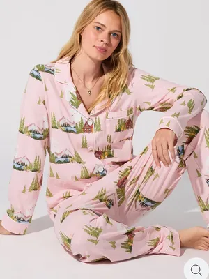 BedHead Pine Lake Classic Long Sleeve Jersey Pajama Set Cabincore Cabin thumbnail 9