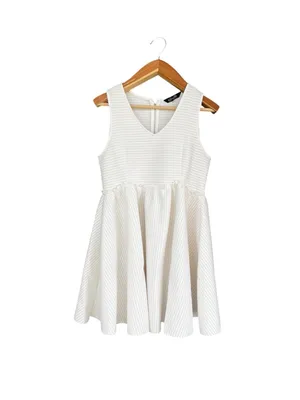 ELLIATT ivory white Sunset Ponte Fit & Flare Mini Dress L thumbnail 2