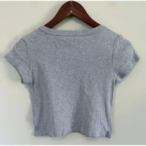 John Galt Brandy Melville Grey Heathered Baby Tee Short Sleeve Crop Top One Size thumbnail 2