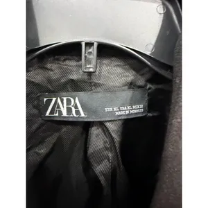 Zara Women Blazer XL Black Open Front Longline Minimalist Crepe Hook-and-Eye thumbnail 3