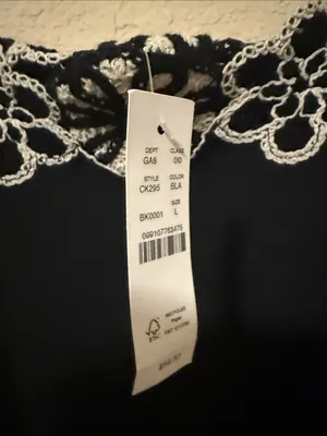 J. Crew Black Camisole with White Lace Floral Trim nwt large thumbnail 4