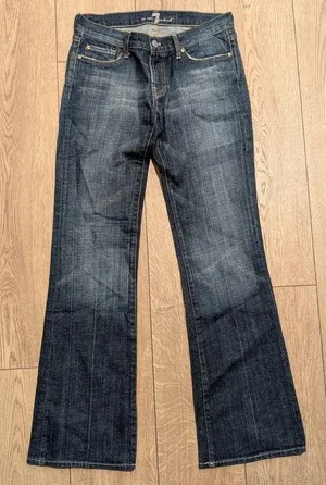 7 For All Mankind Crystal Jeans 26 Boot Cut Denim Pants Bling Vintage Y2K 2000s thumbnail 1