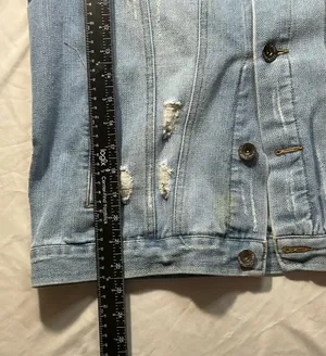 Ci Sono Denim Collection Women's Distressed Studded Light Wash Denim Jacket XL thumbnail 5