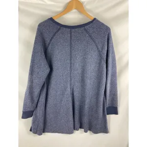 Aerie Just Add Leggings Womans V Neck Fleece Sweater Blue Size Small thumbnail 3
