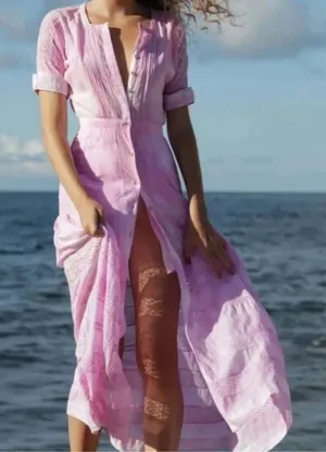 LoveShackFancy Edie Maxi‎ Dress Pink NWT Small thumbnail 1