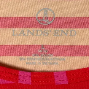 Lands End Womens Large 14-16 Long Sleeve Swim Top Rash Guard Pink‎ Red Orange thumbnail 4